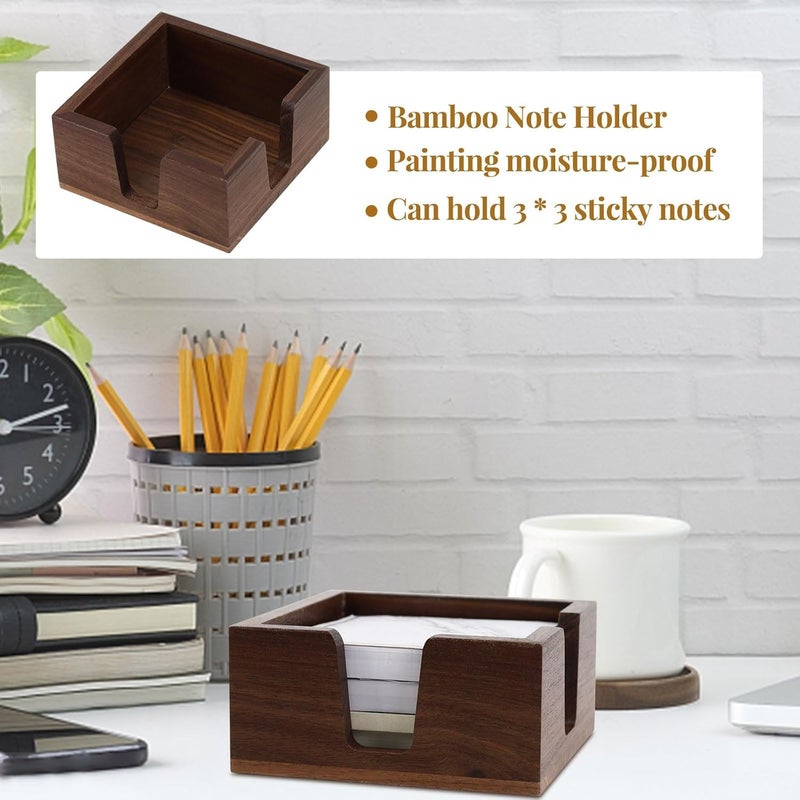 MultiBey Wooden Double Opening Sticky Note Holder, Black Walnut Self-Sticky Note Pads Holder, Wood Post it Note Dispenser Sticky Memo Holder Paper Dispenser Desk Accessory for Office Home - Image 4
